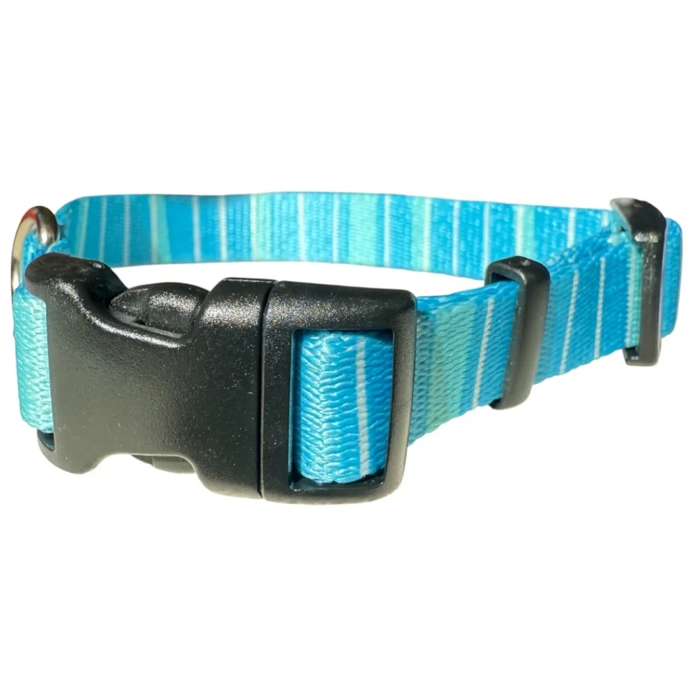 Preppy Blue Striped Adjustable Small Dog Pup Collar Chihuahua Terrier Dachshund